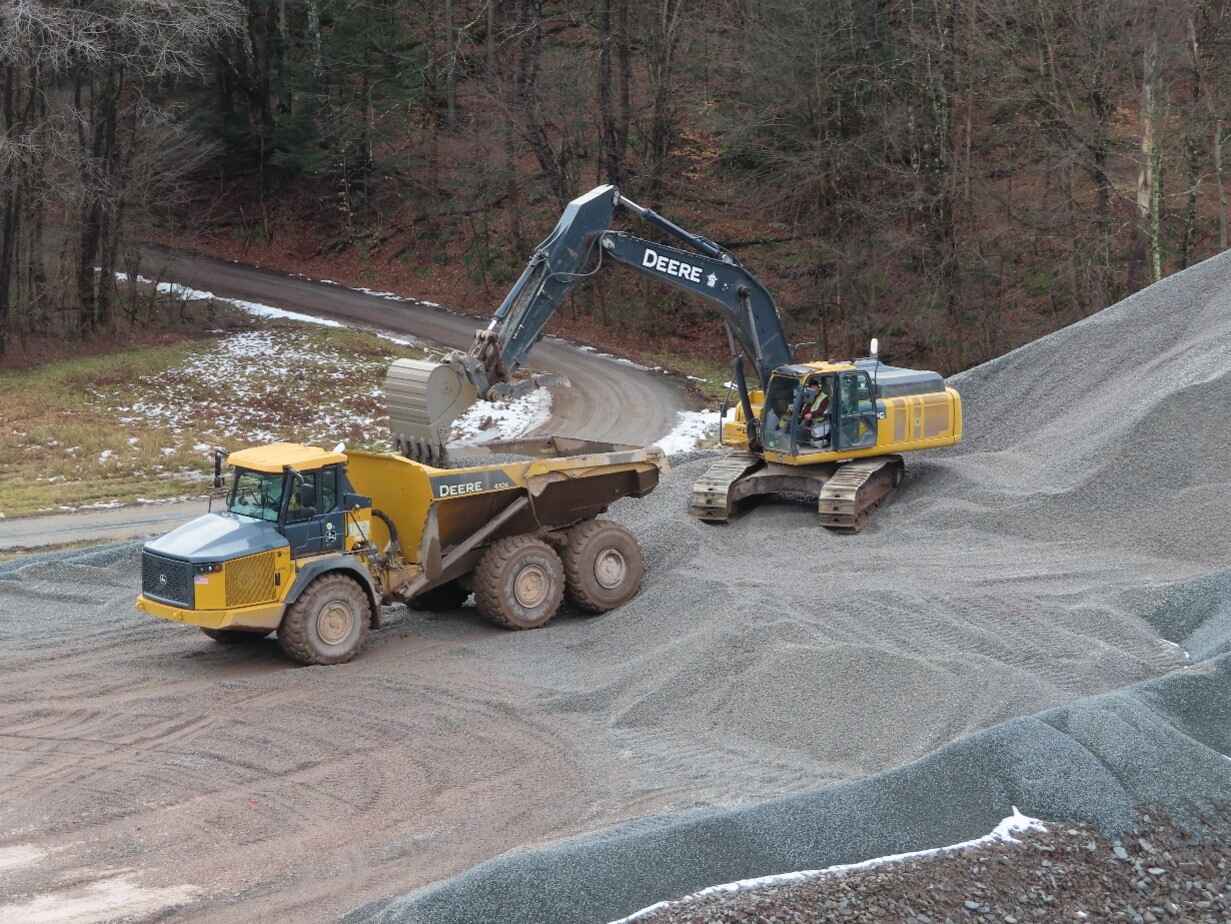 dump truck and excavator